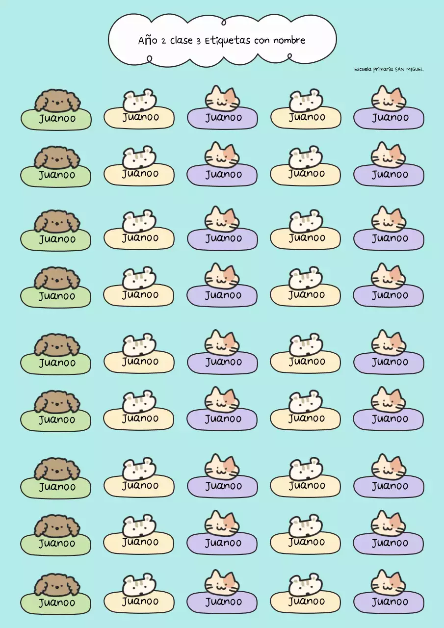 Tarjeta de presentación escolar para bebés en color azul cielo