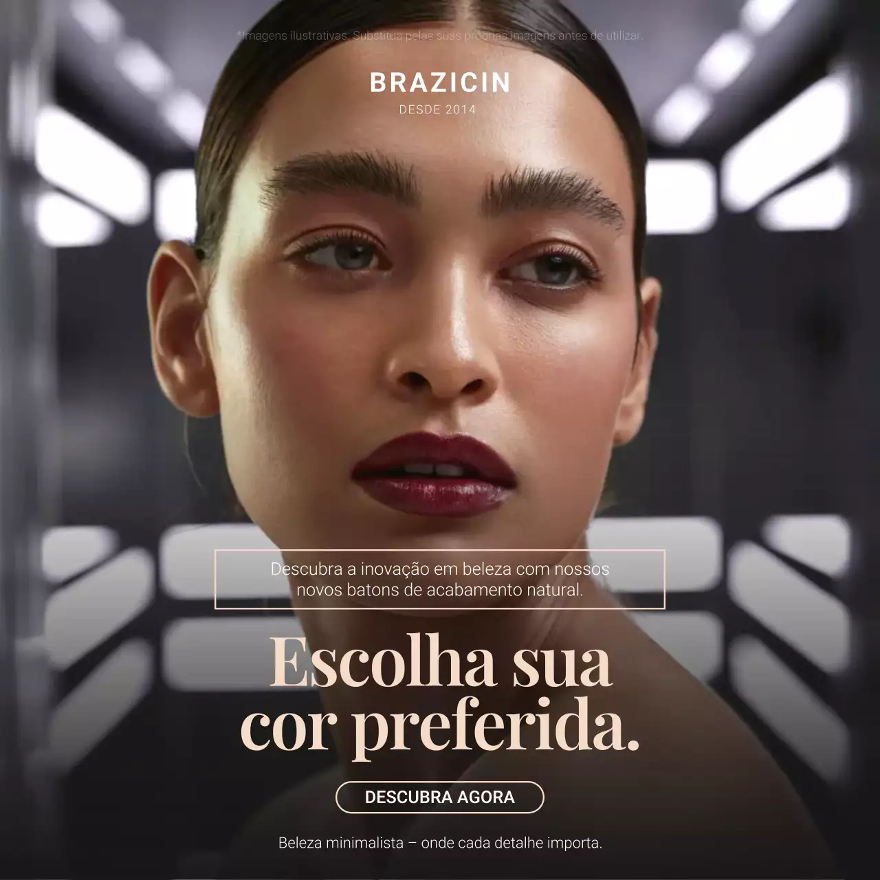 Publicação de Instagram de beleza minimalista marrom