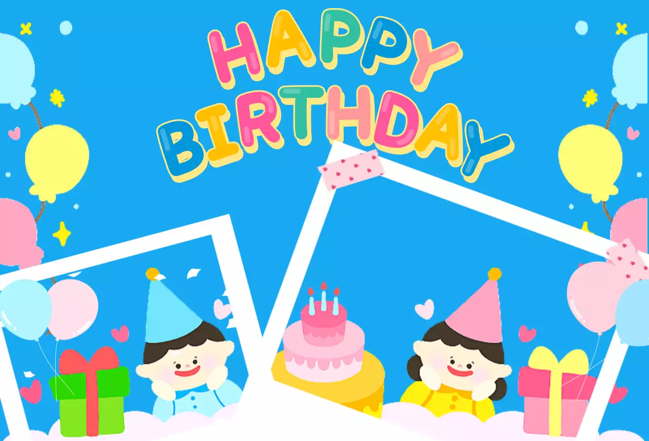 파랑 아기자기한 생일 축제