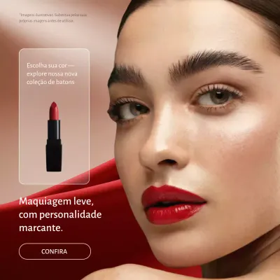Publicidade de maquiagem elegante vermelha no Instagram
