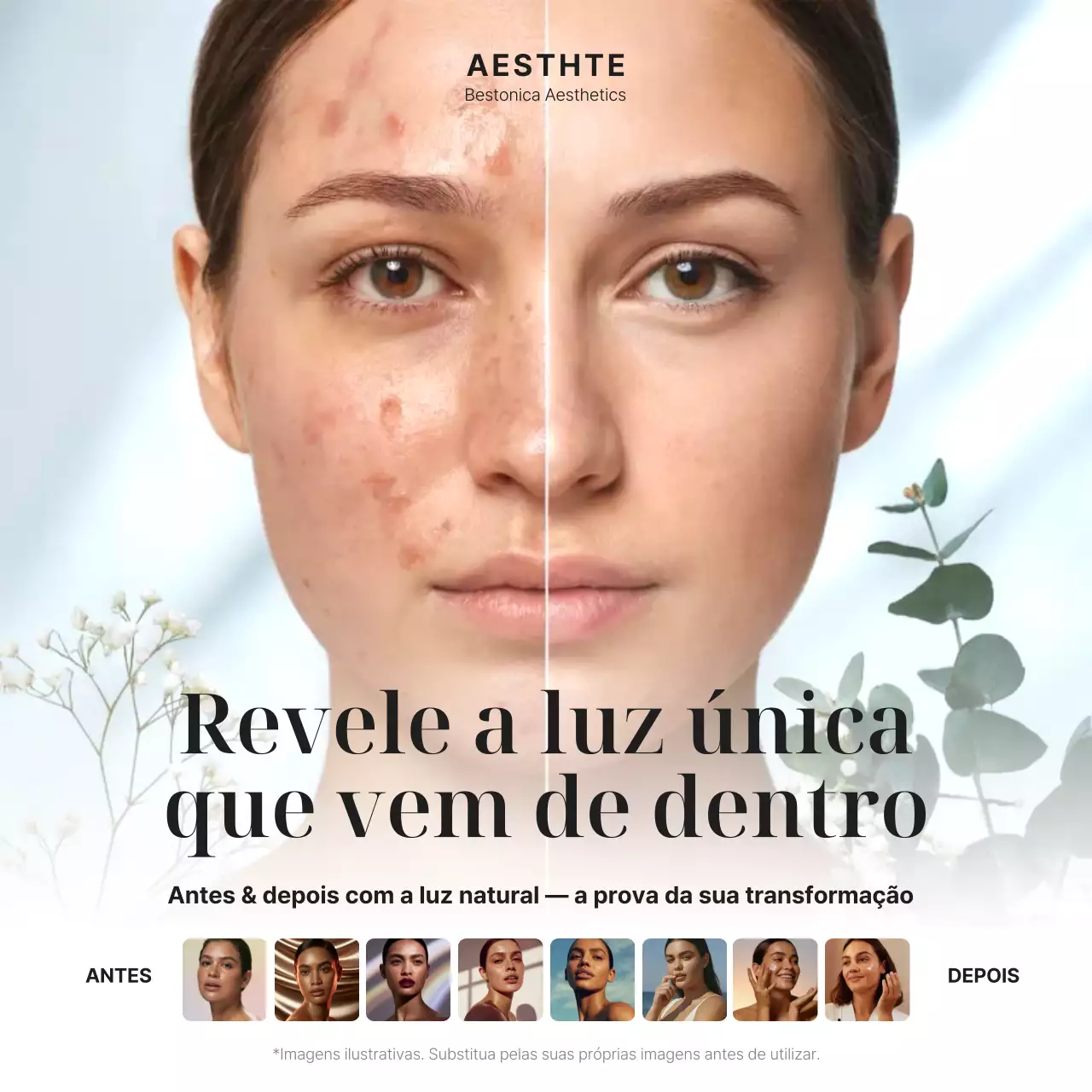 Publicação de anúncio de cuidados com a pele moderna bege no Instagram