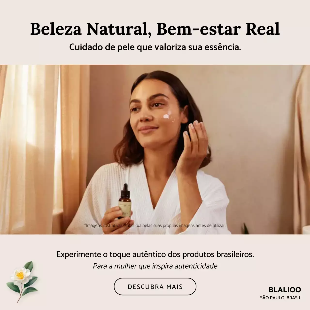 Publicação de anúncio de cuidados com a pele elegante bege no Instagram