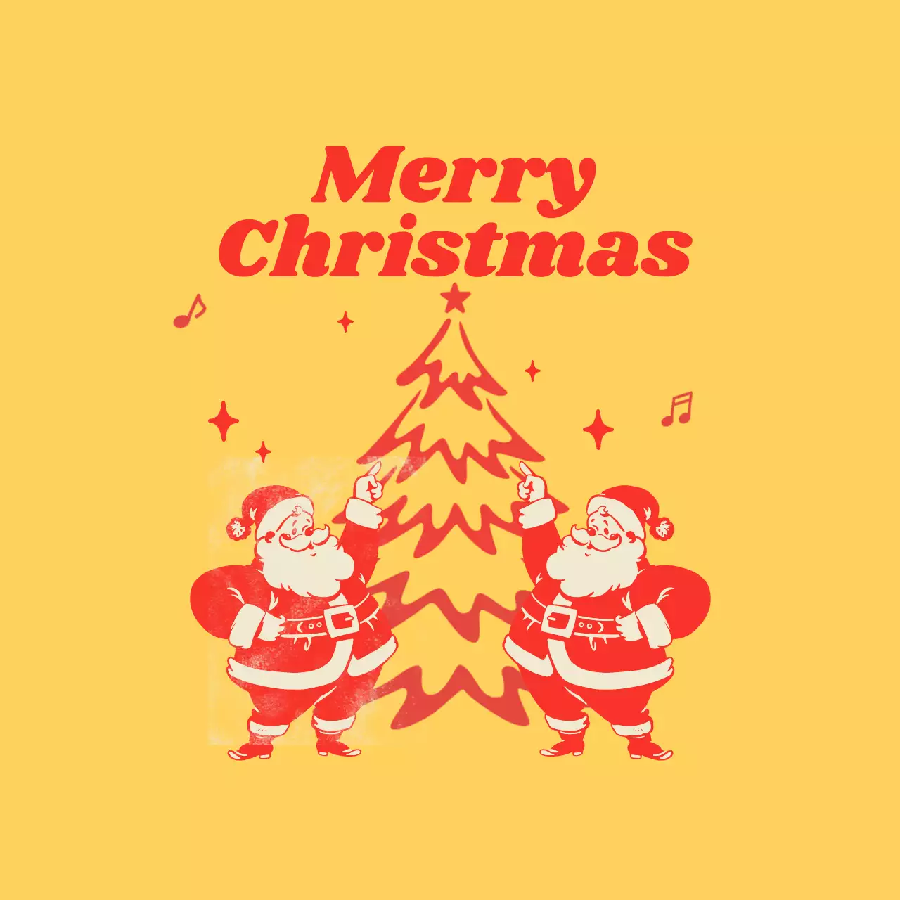 노랑 레트로 크리스마스 카드