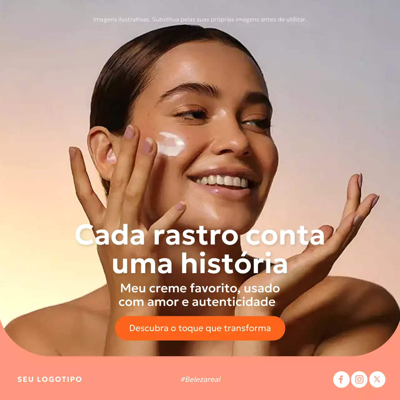 Publicação de anúncio de cuidados com a pele elegante da Peach no Instagram