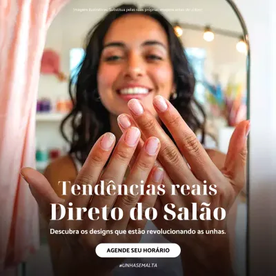 Postagem promocional de unhas modernas rosa no Instagram