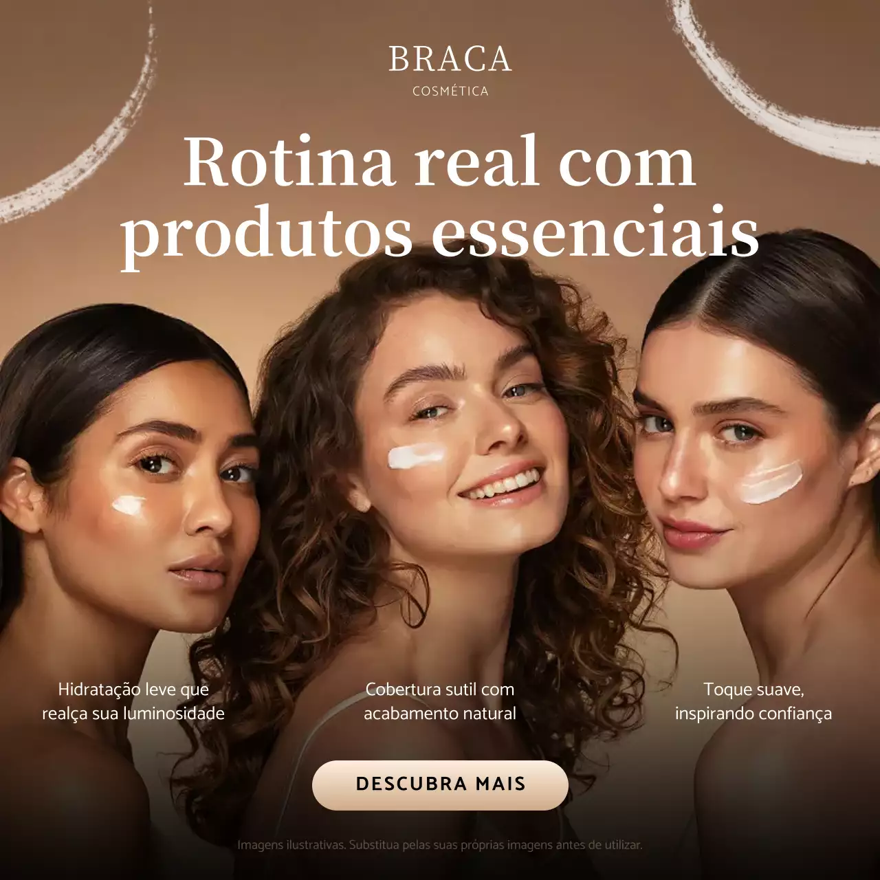 Publicação de anúncio de cuidados com a pele elegante bege no Instagram