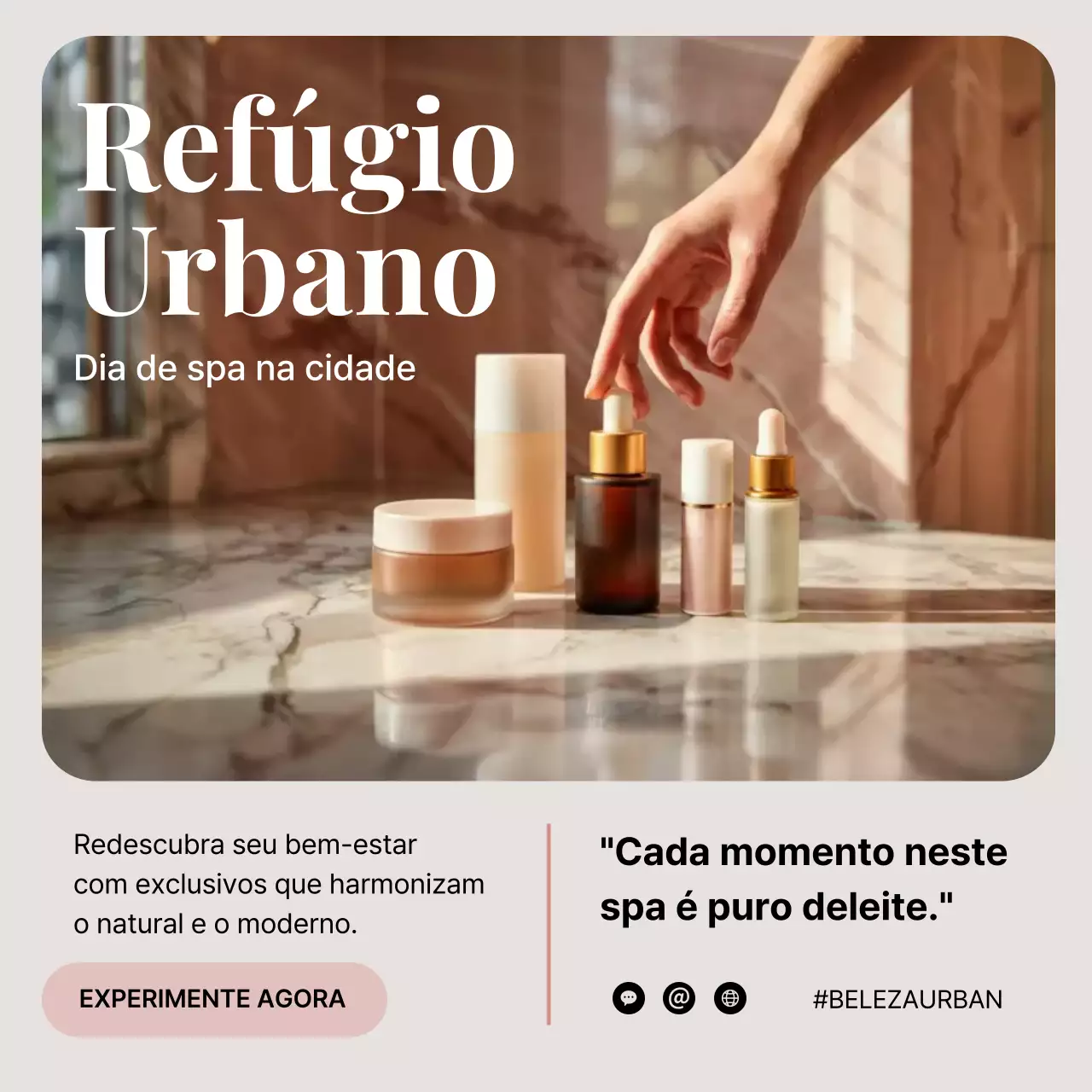 Postagem promocional de cuidados com a pele elegante bege no Instagram