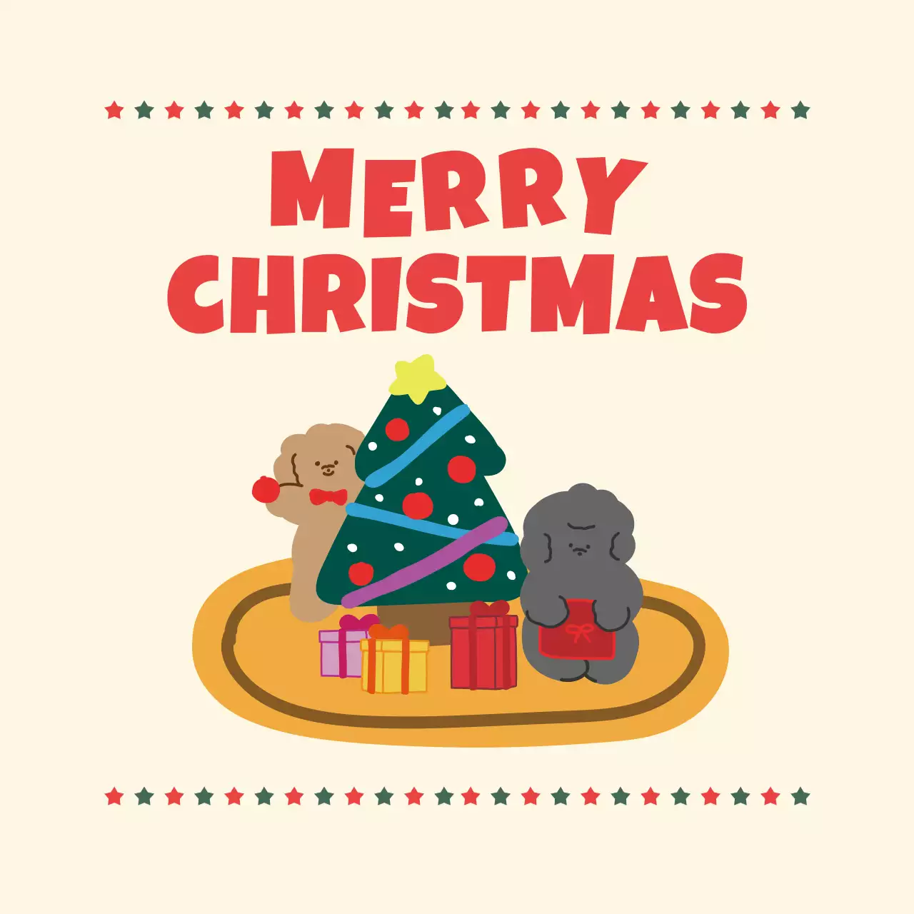 아이보리 아기자기한 크리스마스 카드