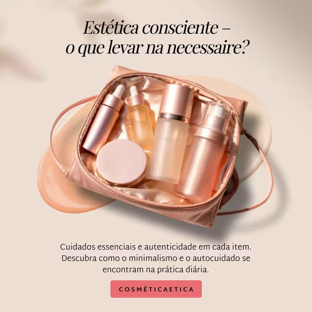 Publicação de anúncio de cuidados com a pele minimalista bege no Instagram