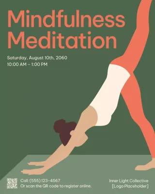 Green Minimal Meditation Invitation Poster