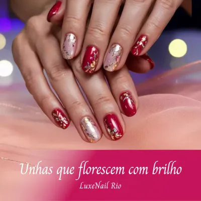 Publicação de anúncio de nail art elegante em vermelho no Instagram