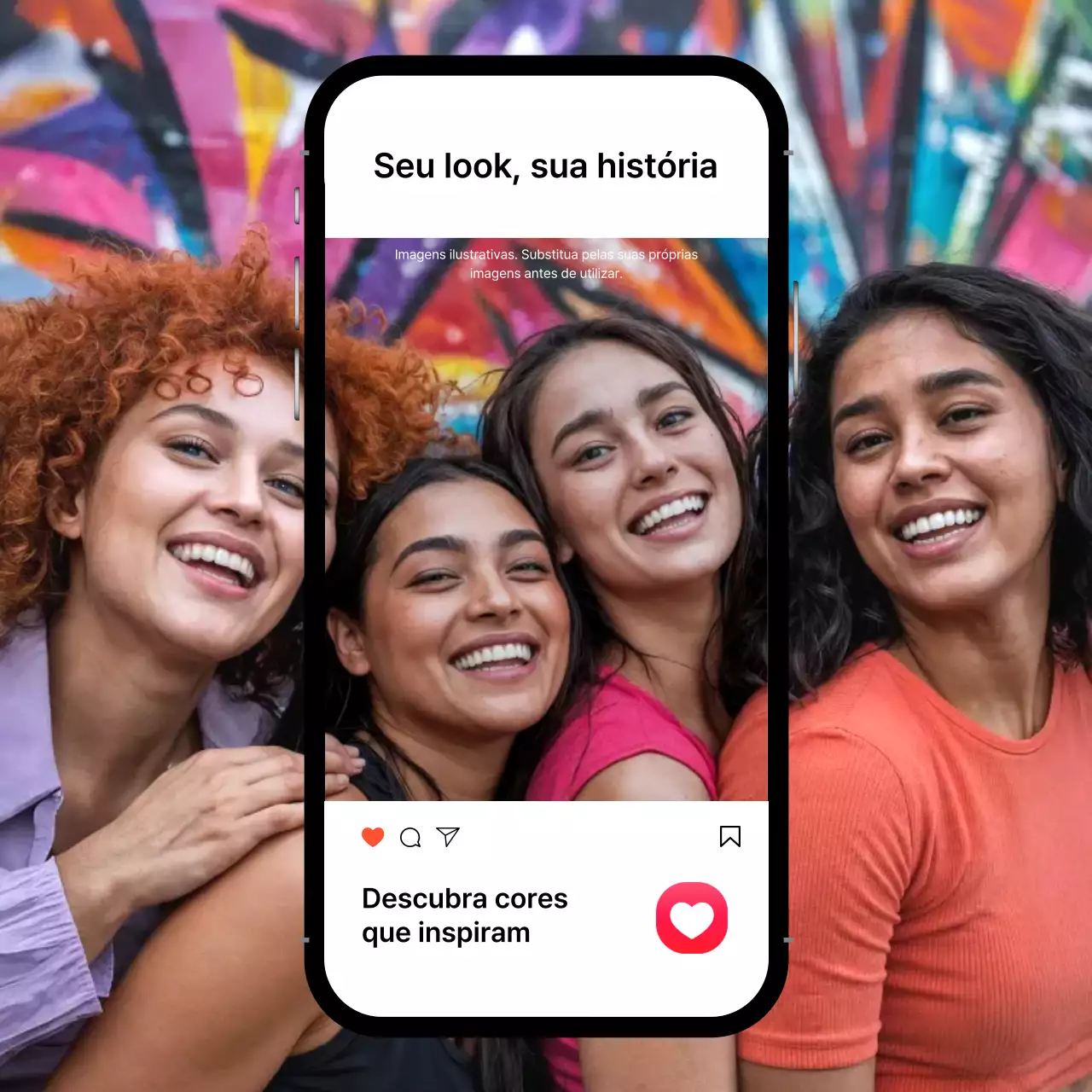 Publicação de moda colorida e moderna no Instagram