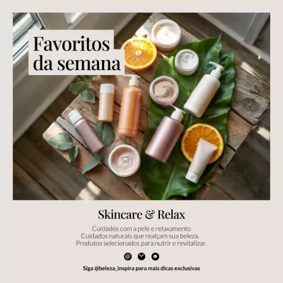 Postagem de promoção de cuidados naturais com a pele bege no Instagram