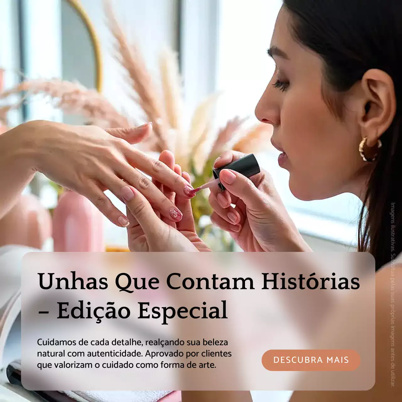 Postagem promocional de cuidados com as unhas elegantes em bege no Instagram