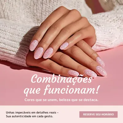 Publicação de unhas elegantes rosa no Instagram