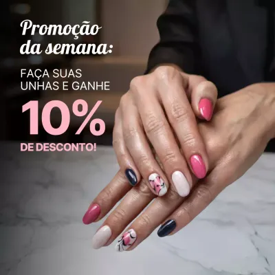 Postagem de promoção de unhas rosa elegantes no Instagram