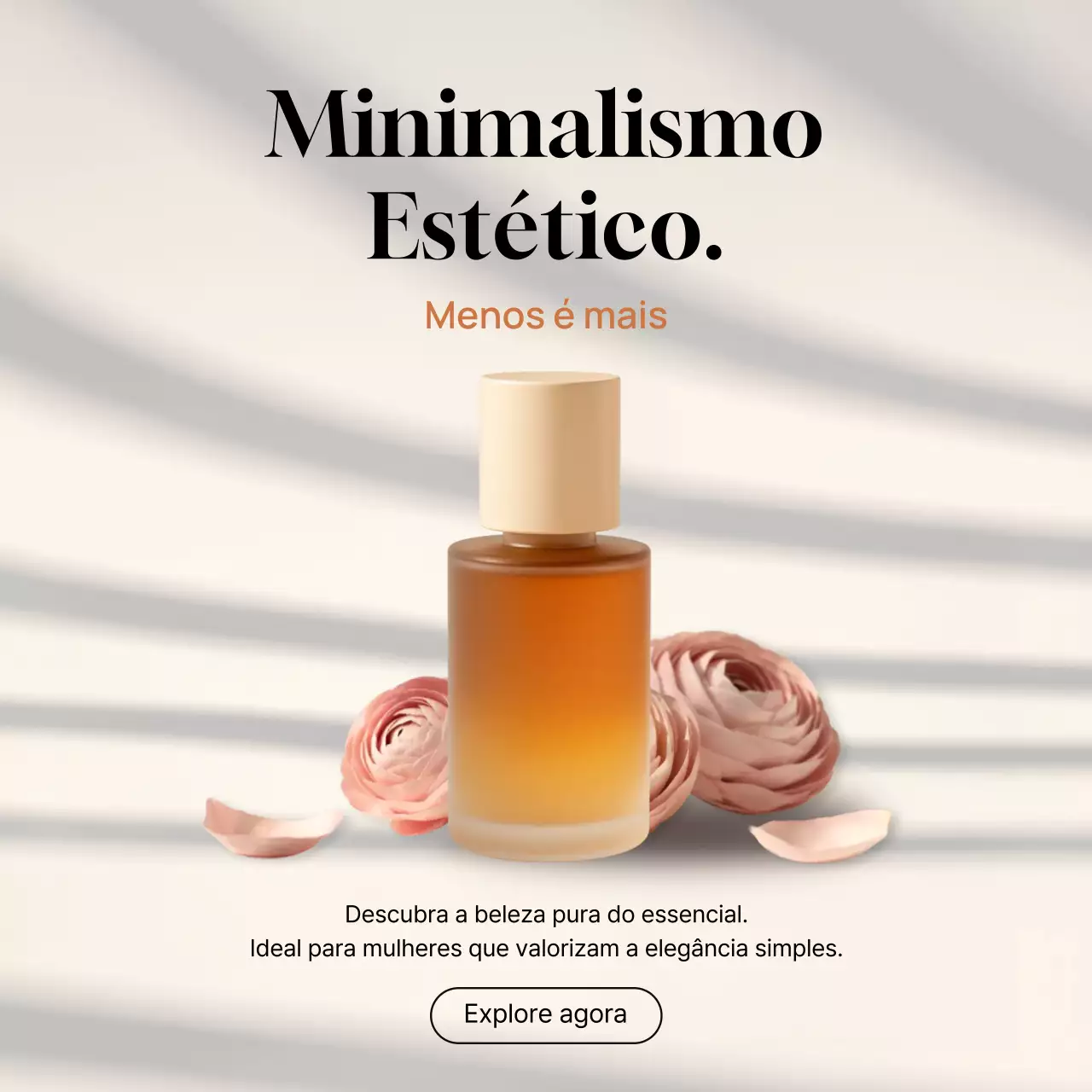 Postagem promocional de perfume minimalista bege no Instagram