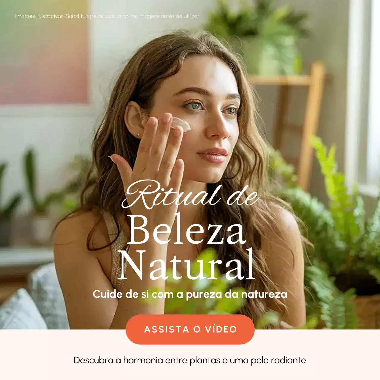 Postagem de promoção de beleza natural verde no Instagram