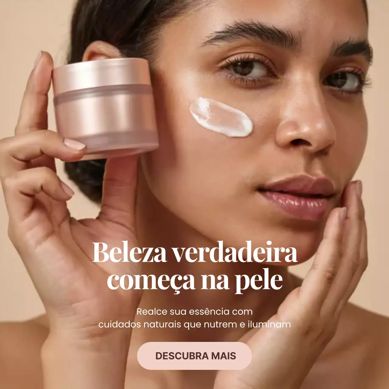 Publicação de anúncio de cuidados com a pele elegante bege no Instagram