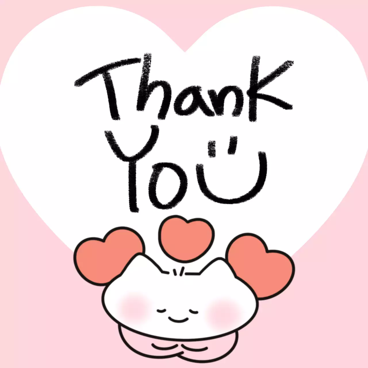 핑크 아기자기한 감사 엽서