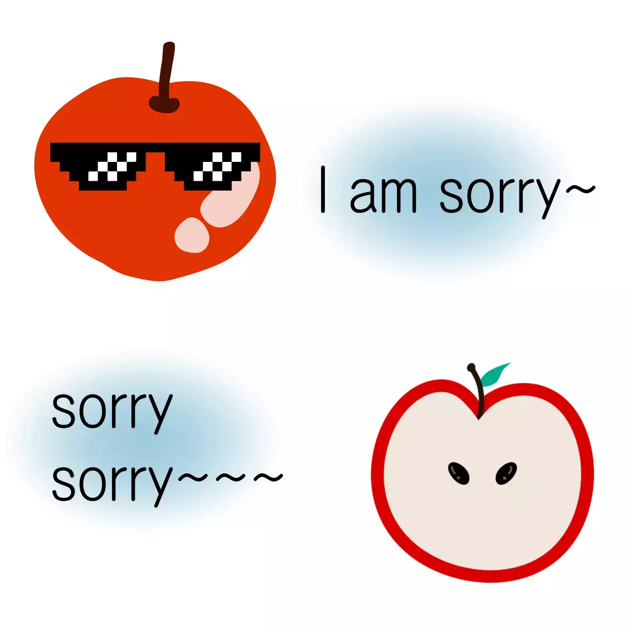 빨강 아기자기한 과일 스티커