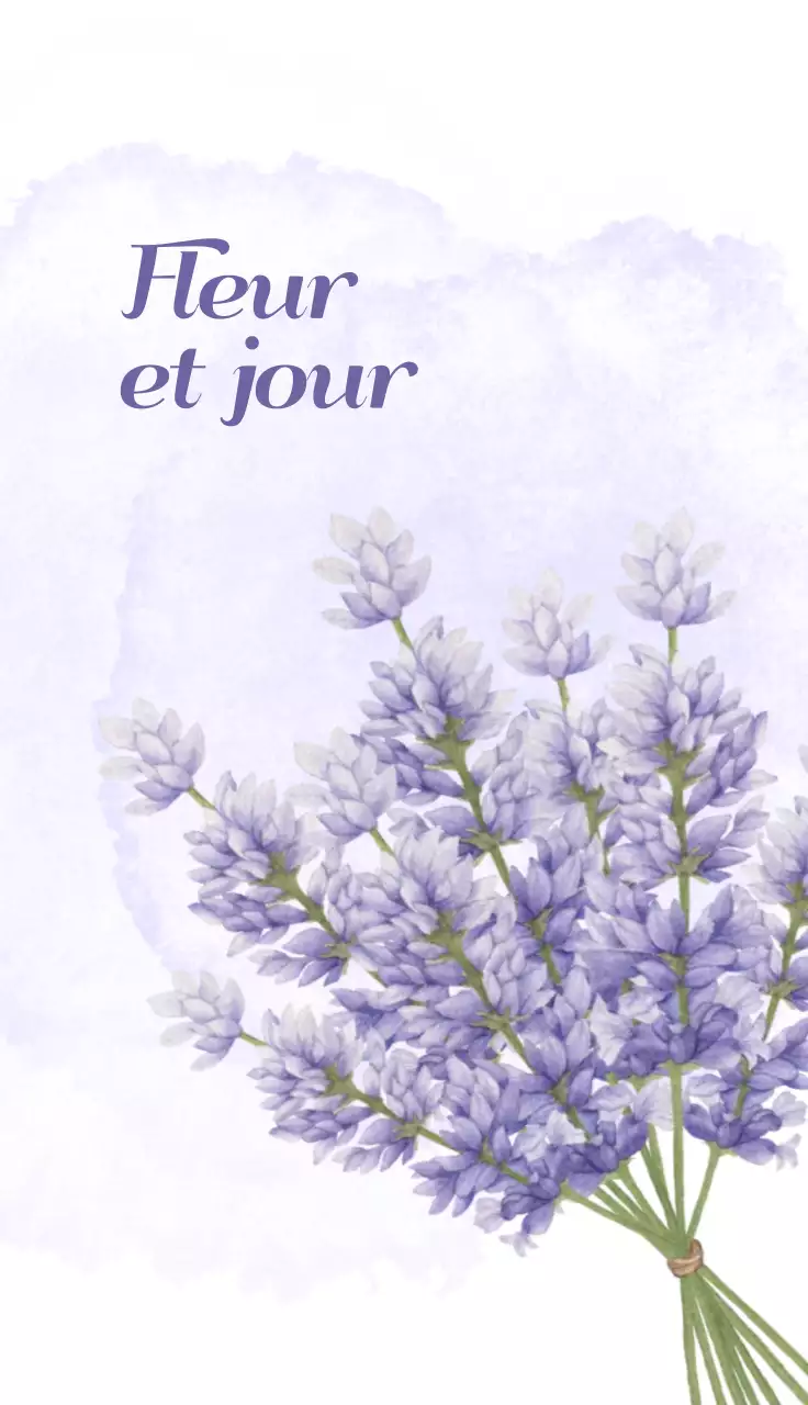 ラベンダー 上品 フローリスト 名刺 植物イラスト