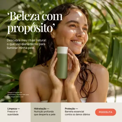 Publicação de anúncio de produtos naturais para cuidados com a pele no Instagram