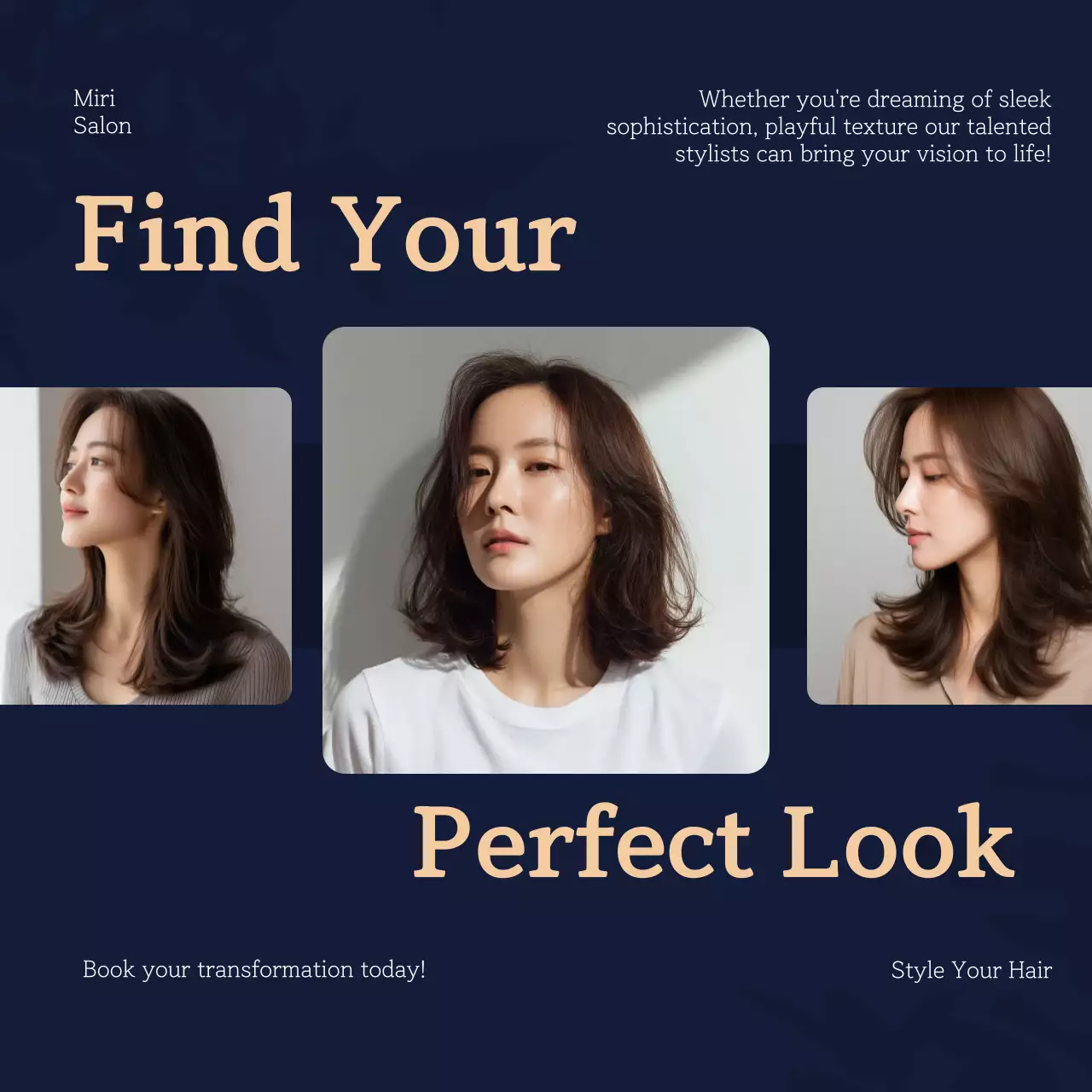 남색 세련 헤어스타일 광고