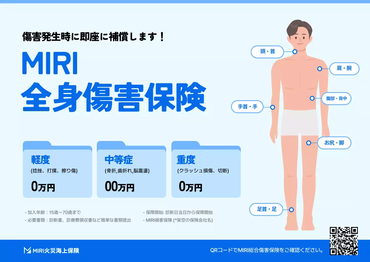 青 シンプル 保険 ポスター