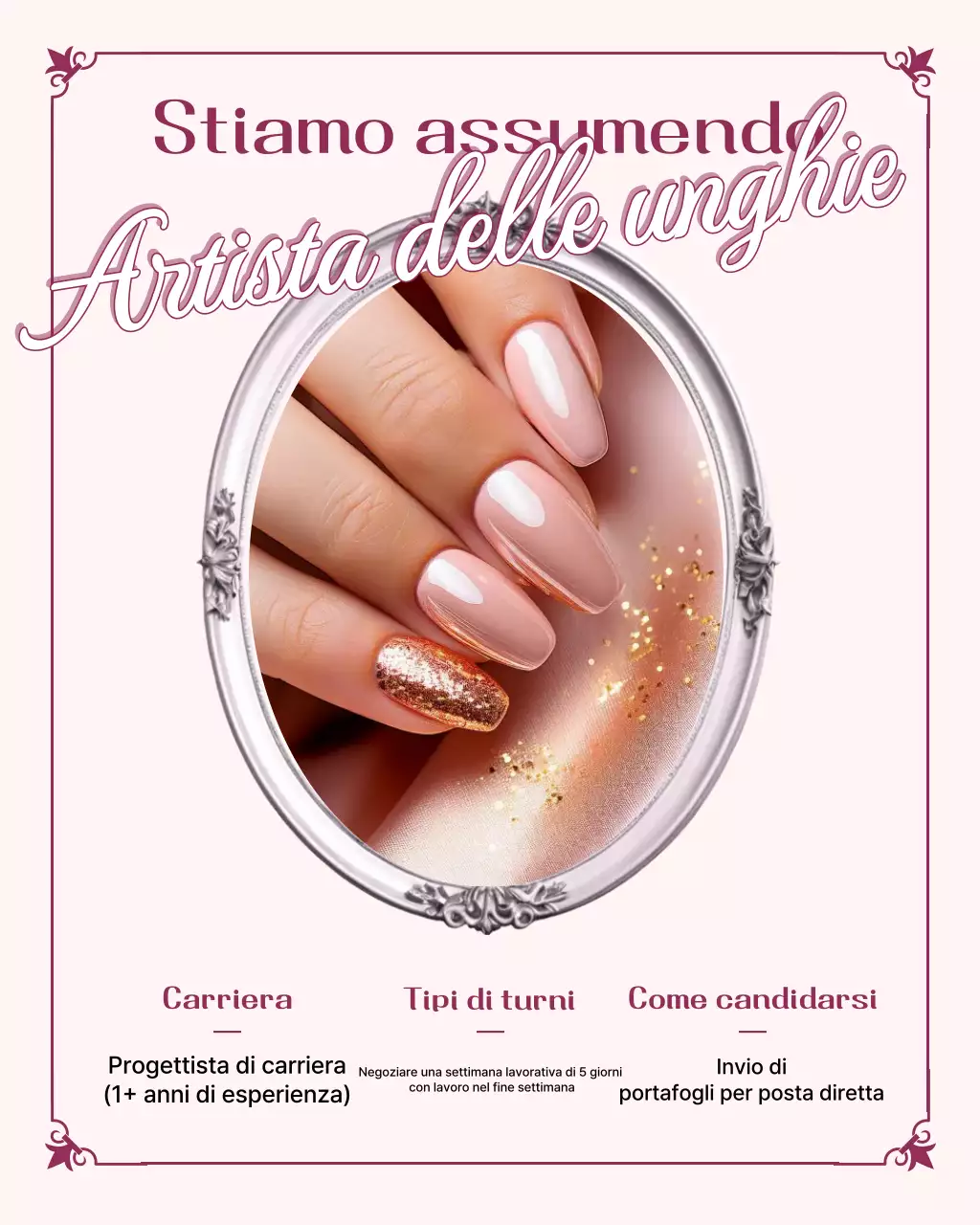 Offerta di lavoro per nail art di lusso rosa