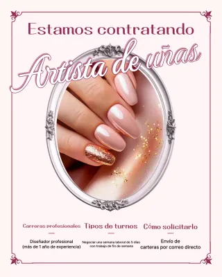 Oferta de empleo de diseño de uñas de lujo en color rosa