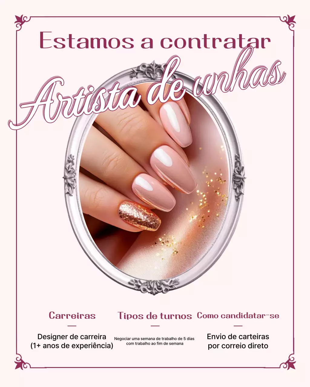 Vaga para Nail Art de Luxo Rosa