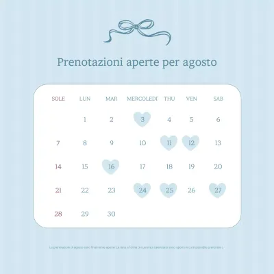 Calendario della guida alle prenotazioni semplici Sky Blue