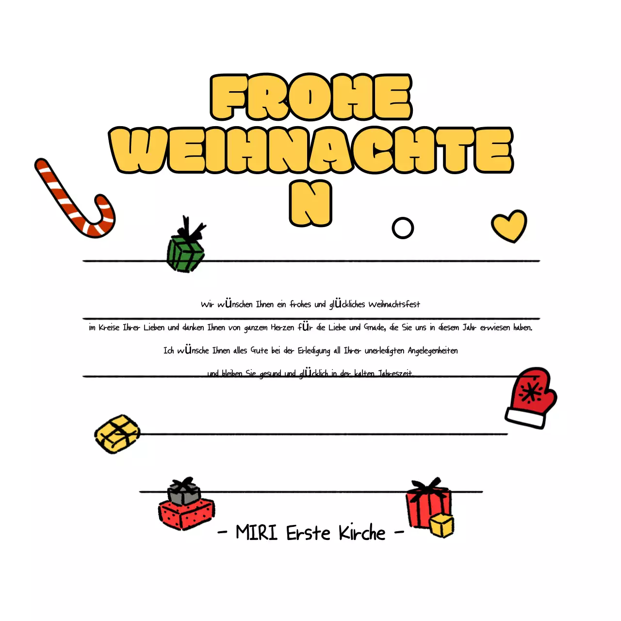 Gelbe Baby-Weihnachtskarte