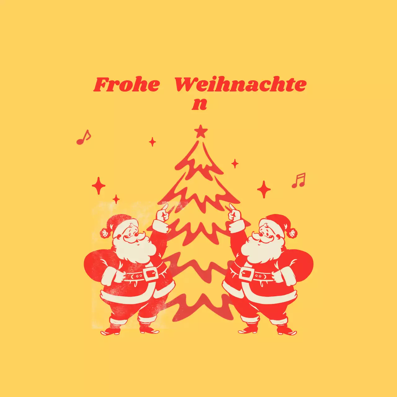 Gelbe Retro-Weihnachtskarte