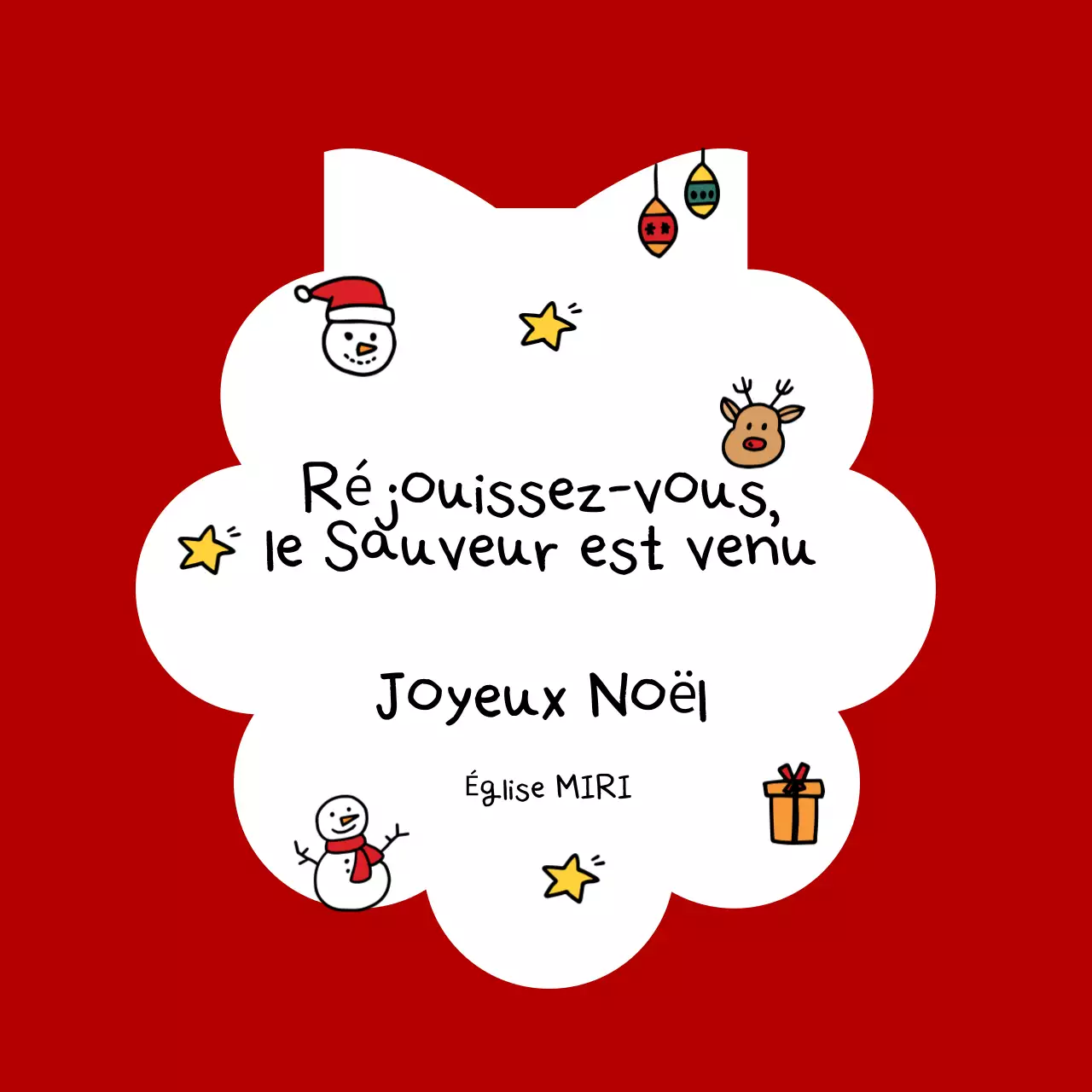 Carte de Noël bébé rouge