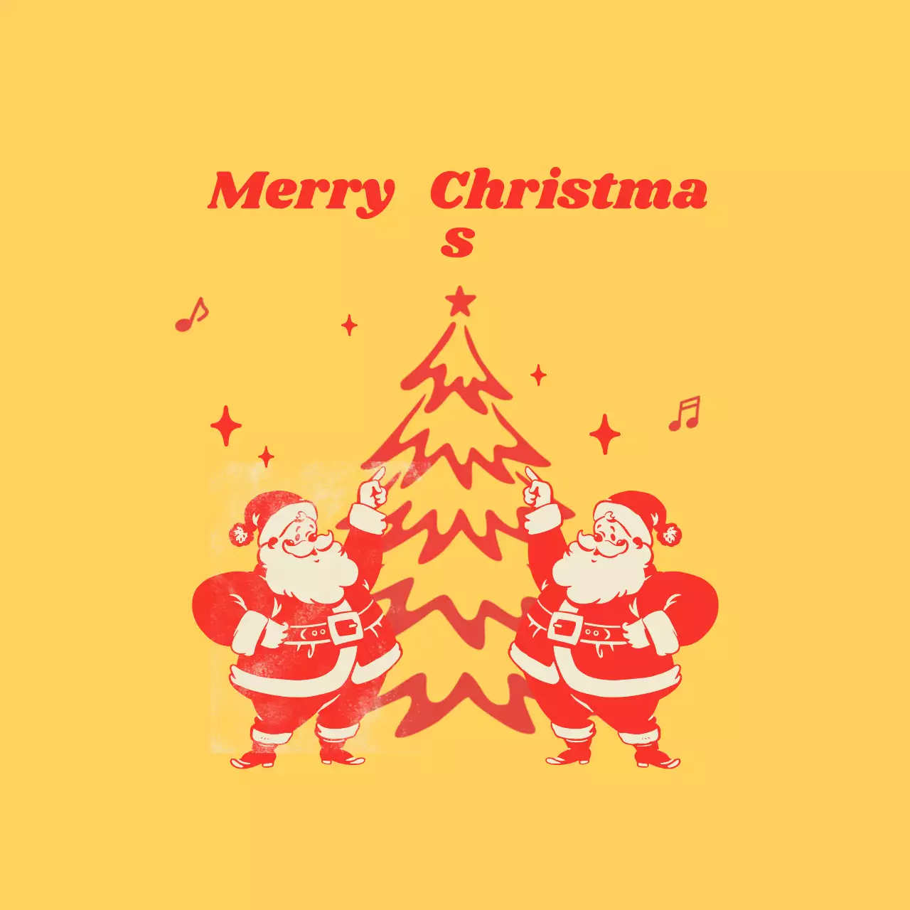 Yellow Retro Christmas Card