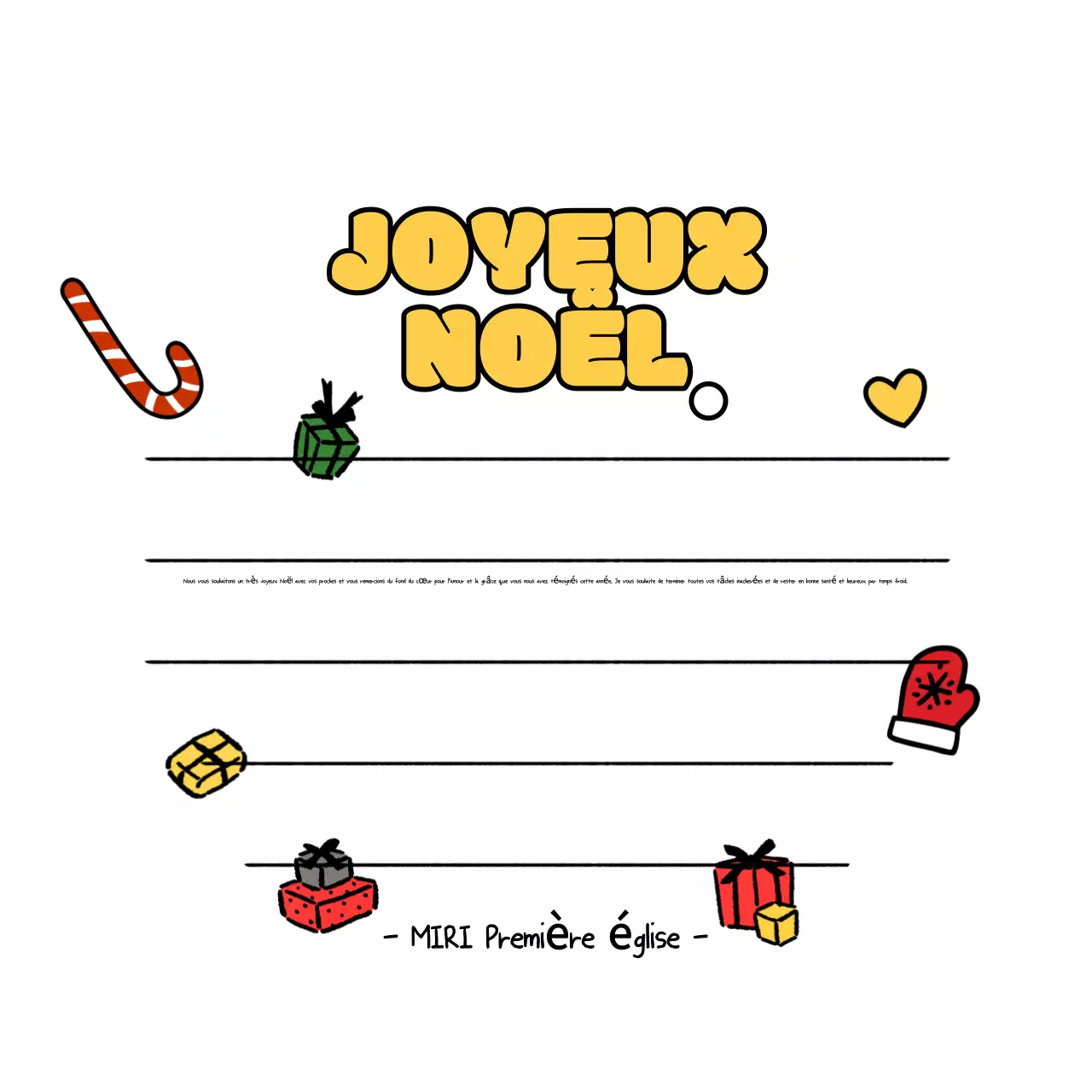 Carte de Noël bébé jaune