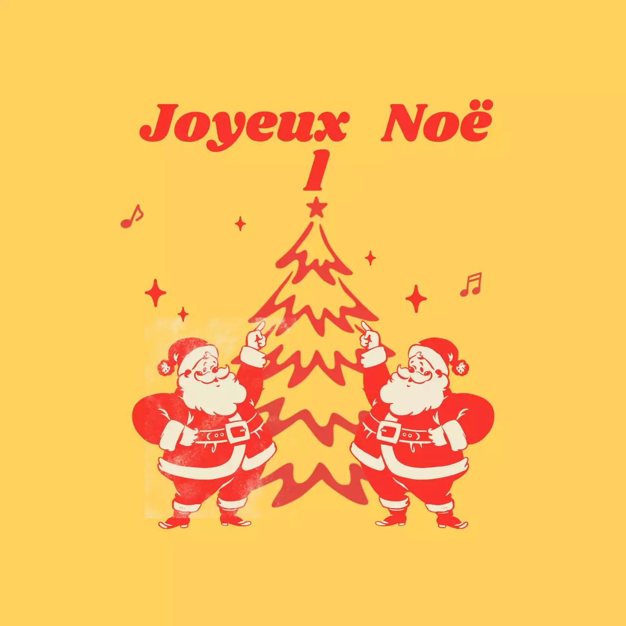 Carte de Noël rétro jaune