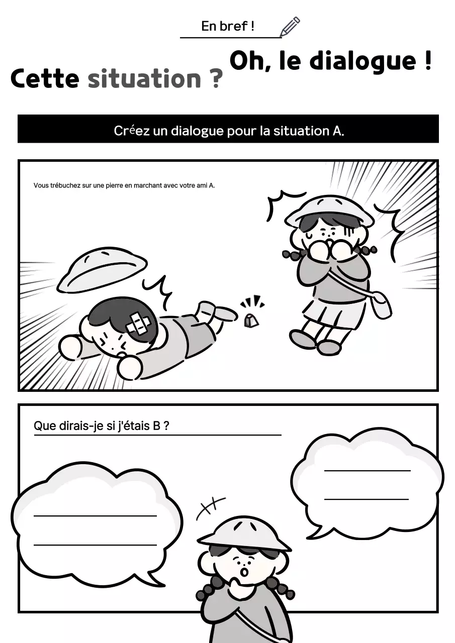 Matériel pédagogique de dessins animés en noir et blanc