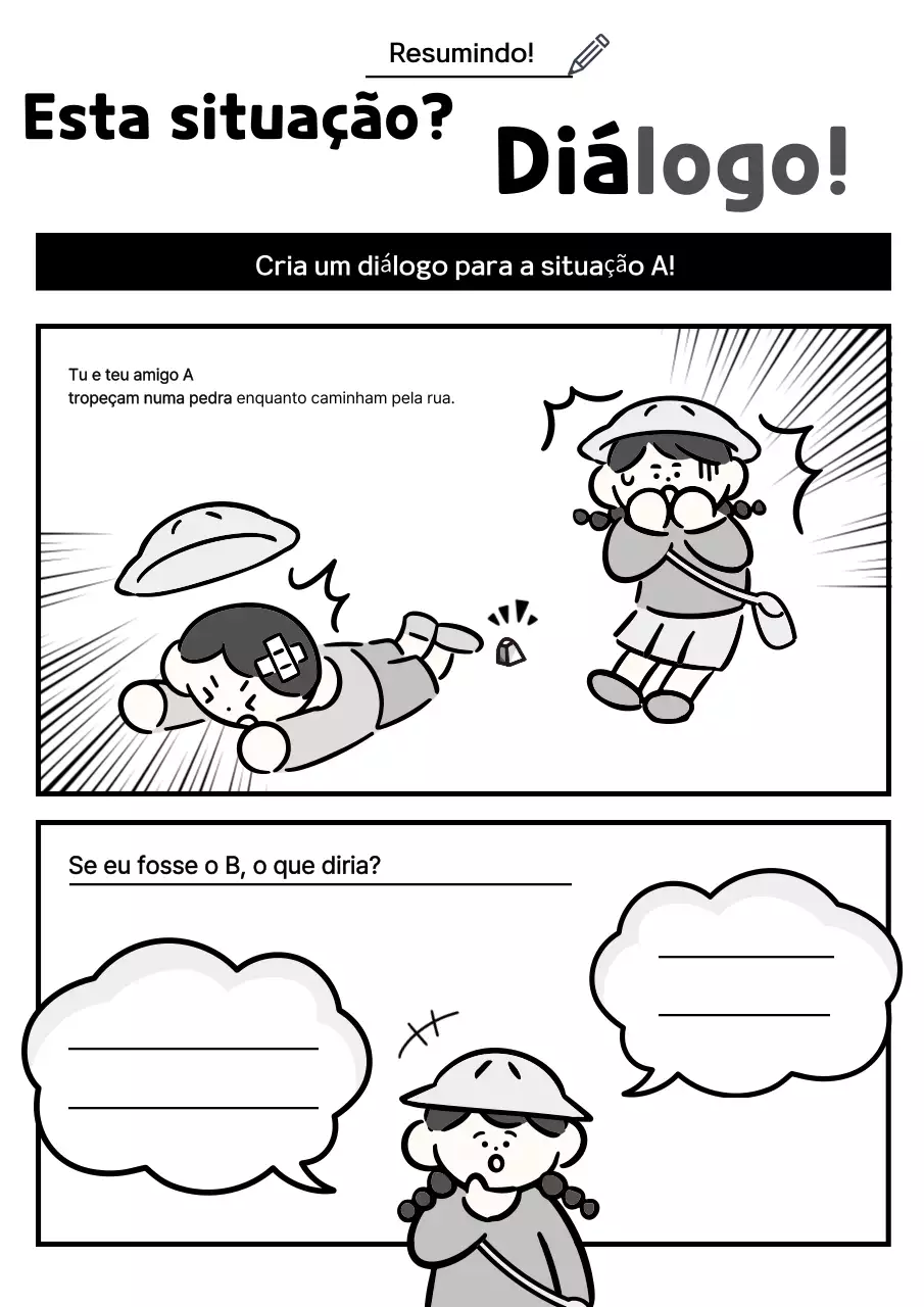 Materiais educativos de desenho animado em preto e branco