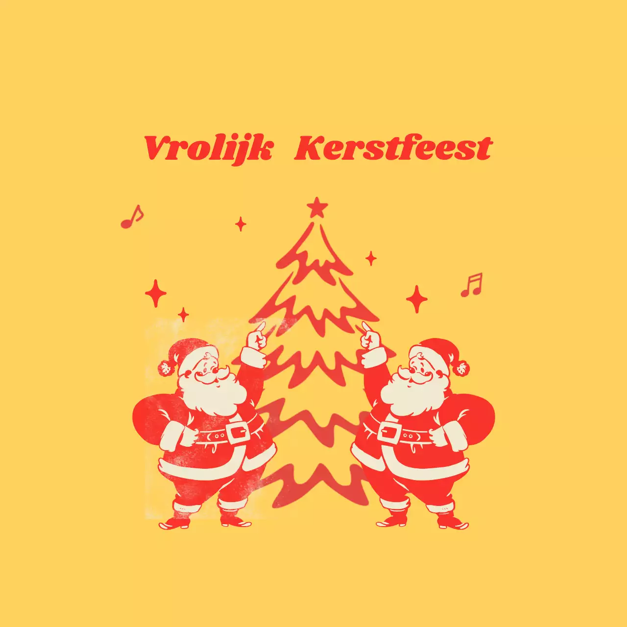 Gele retro kerstkaart
