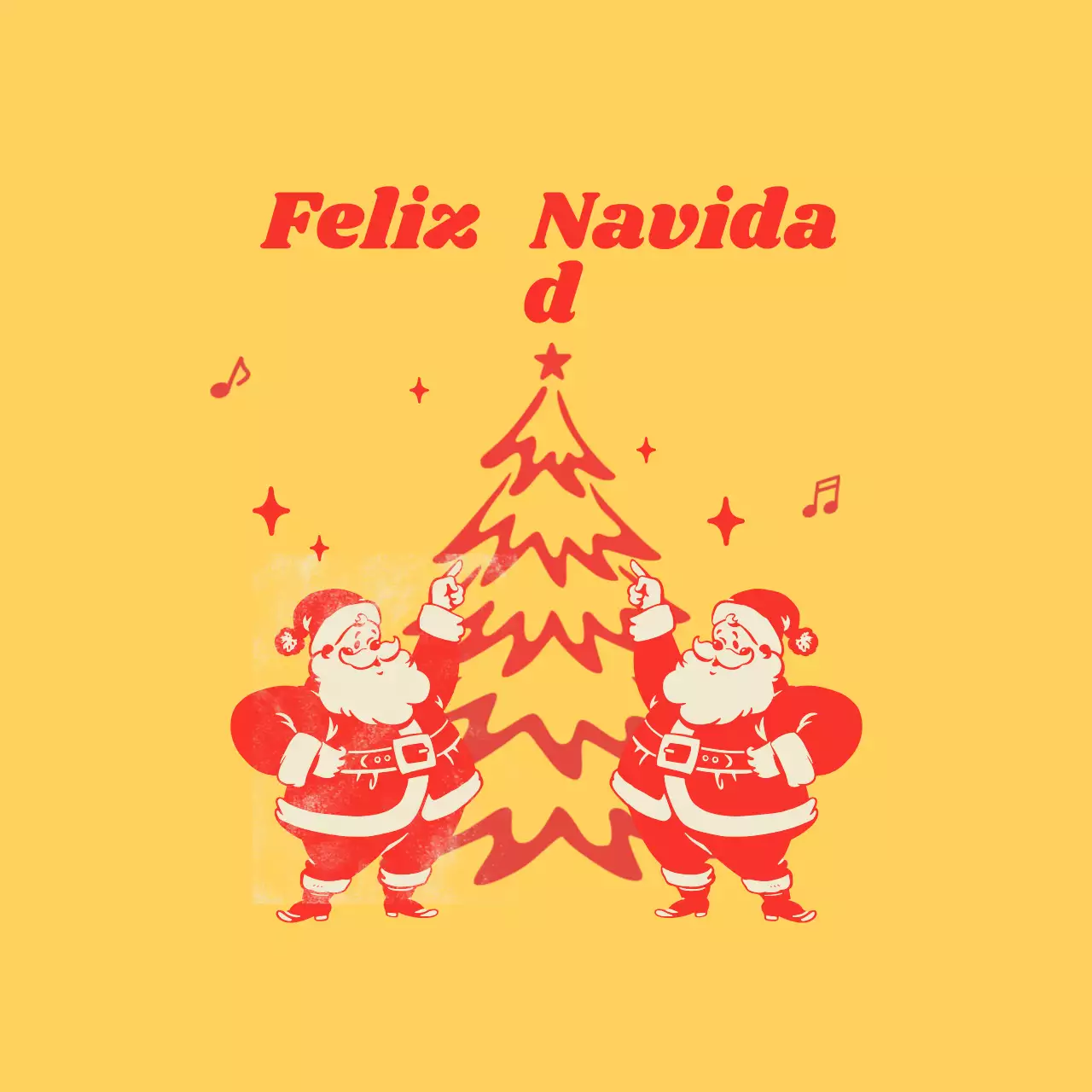 Tarjeta navideña retro amarilla