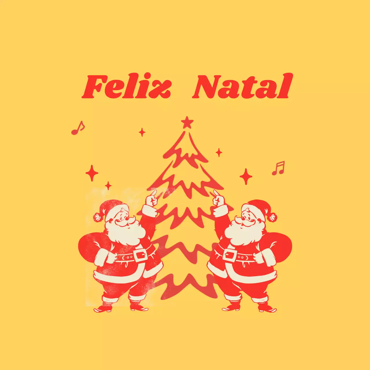Cartão de Natal retrô amarelo