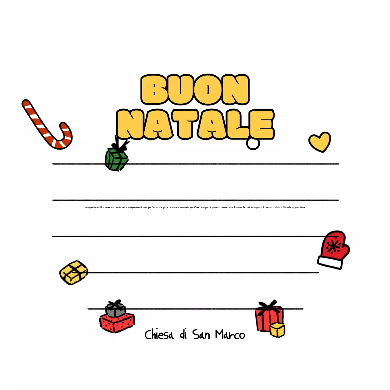 Biglietto di Natale giallo carino