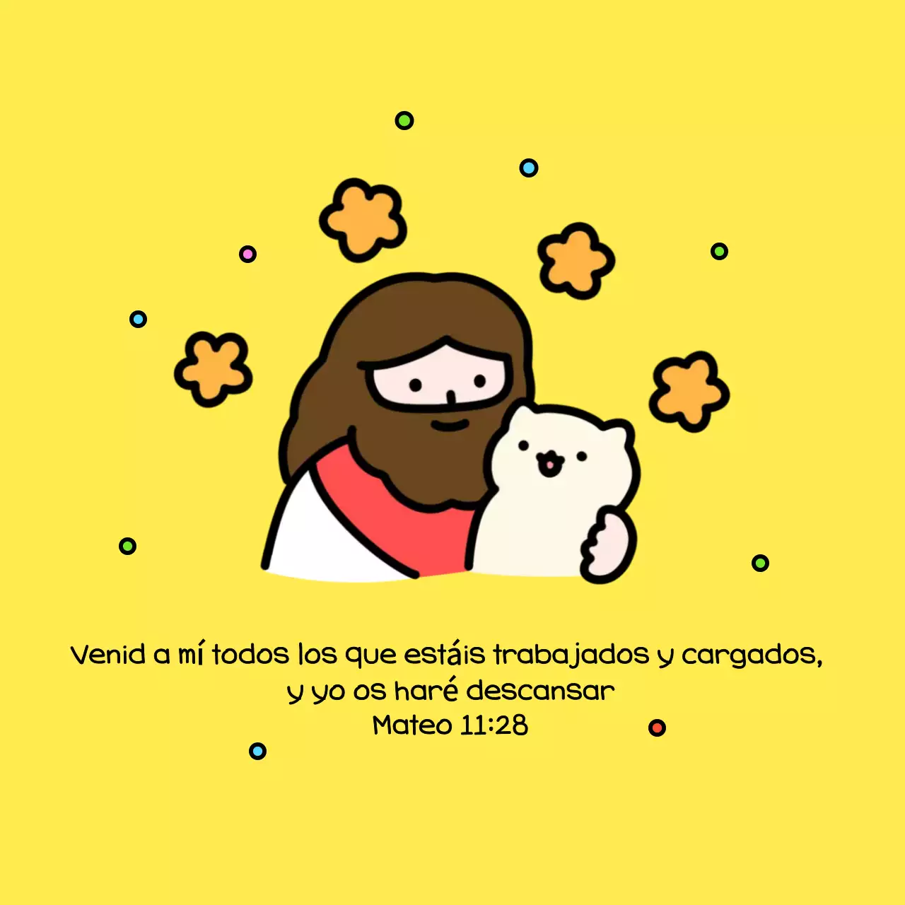 Postal religiosa del bebé amarillo