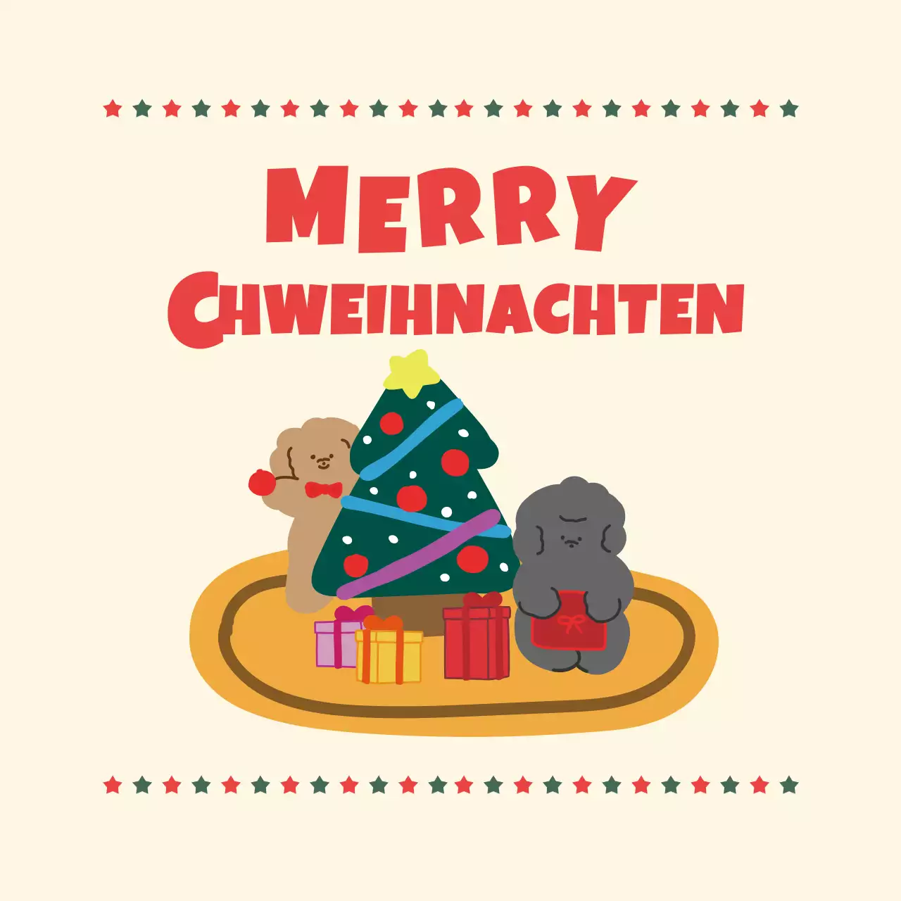 Elfenbeinfarbene Baby-Weihnachtskarte