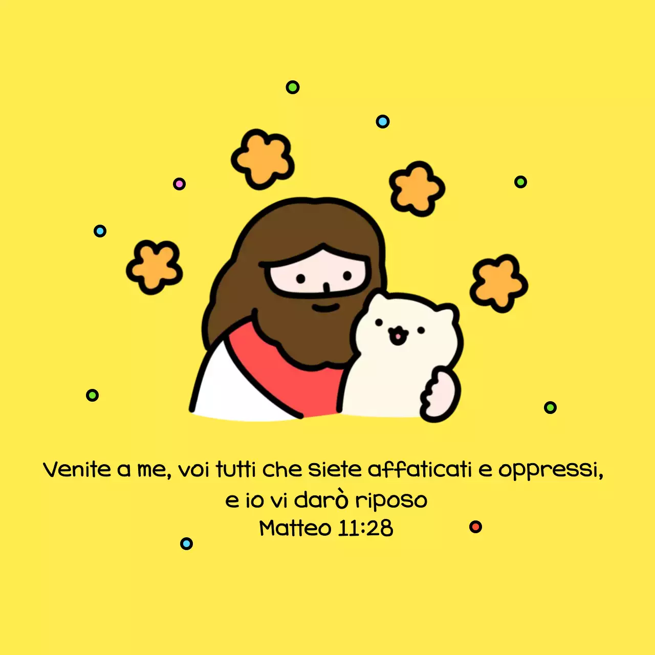 Cartolina religiosa del bambino giallo