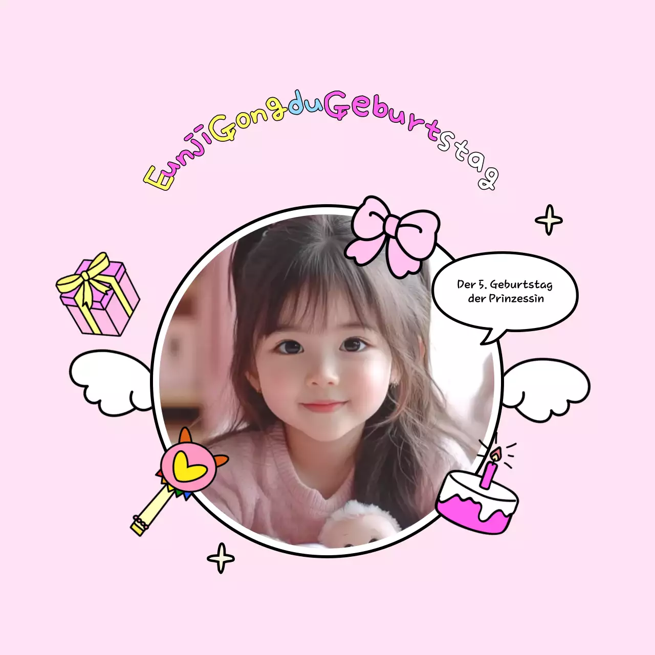 Rosa Baby-Geburtstagseinladung