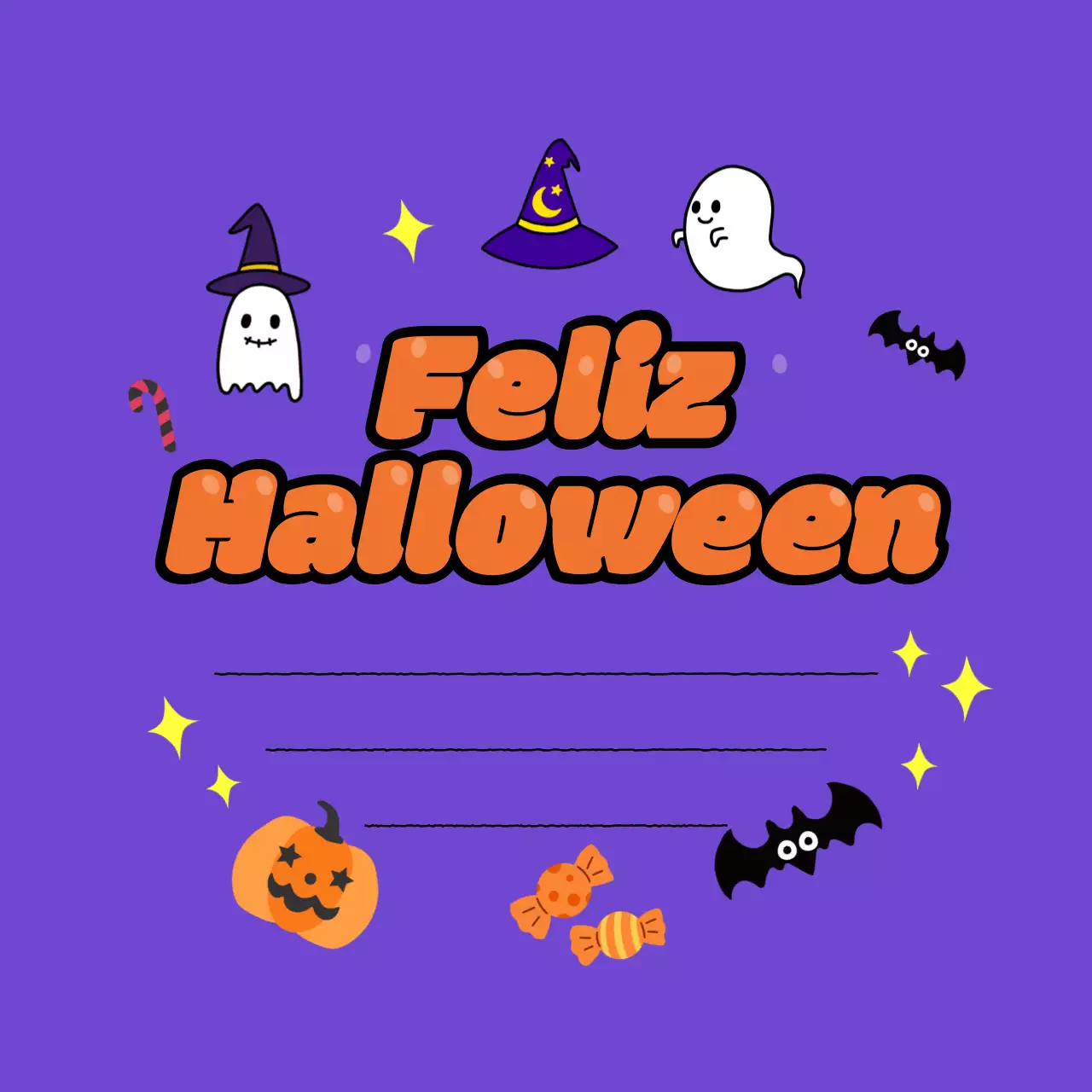 Postal de Halloween de bebé morado